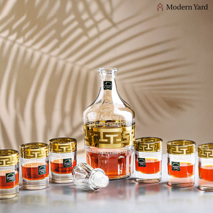 Gold Shot 7 Pcs Decanter Set with 6 Glasses