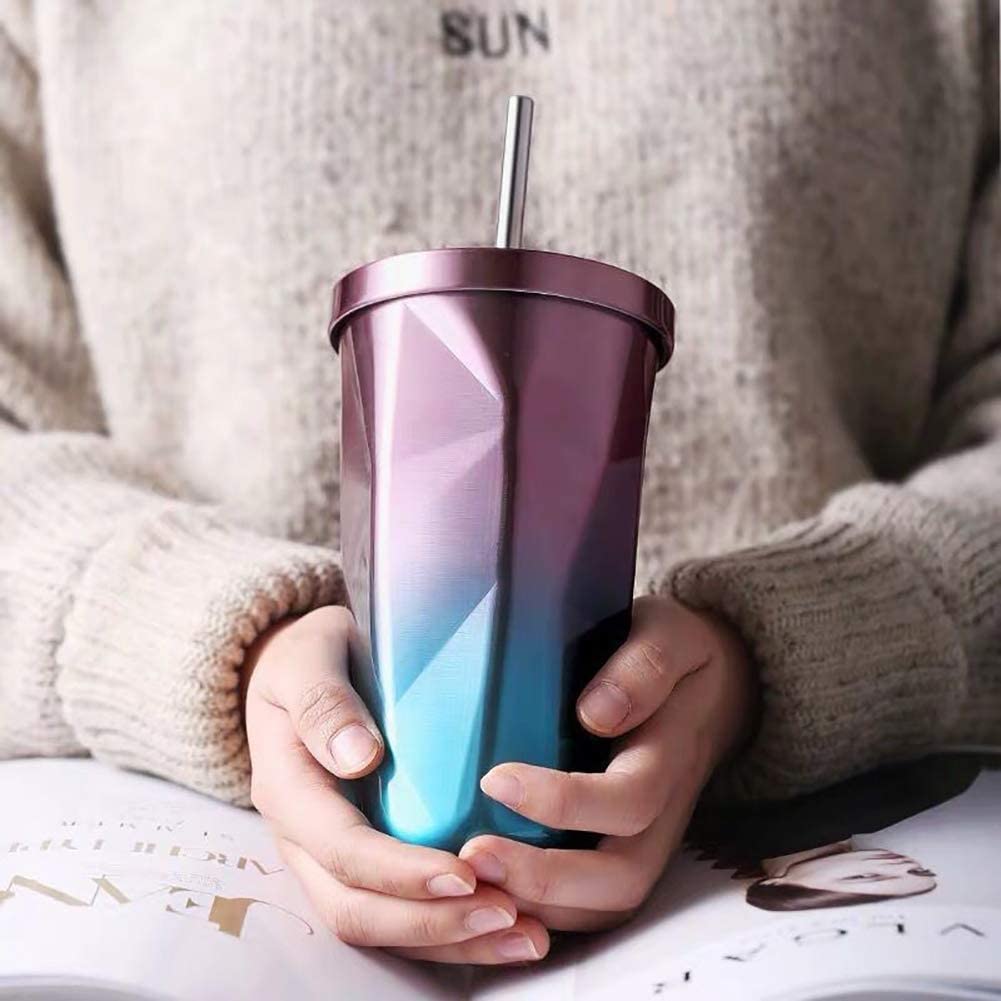 Stainless Steel Double Walled Tumbler with Straw