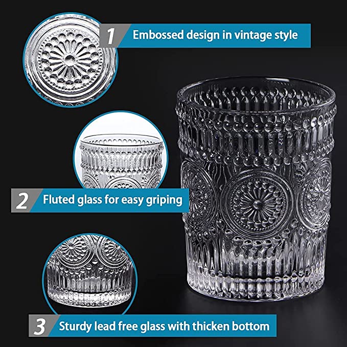 Premium Embossed Designer Glass (Pack of 6)
