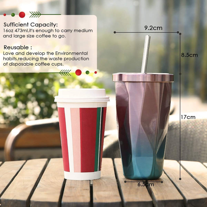 Stainless Steel Double Walled Tumbler with Straw