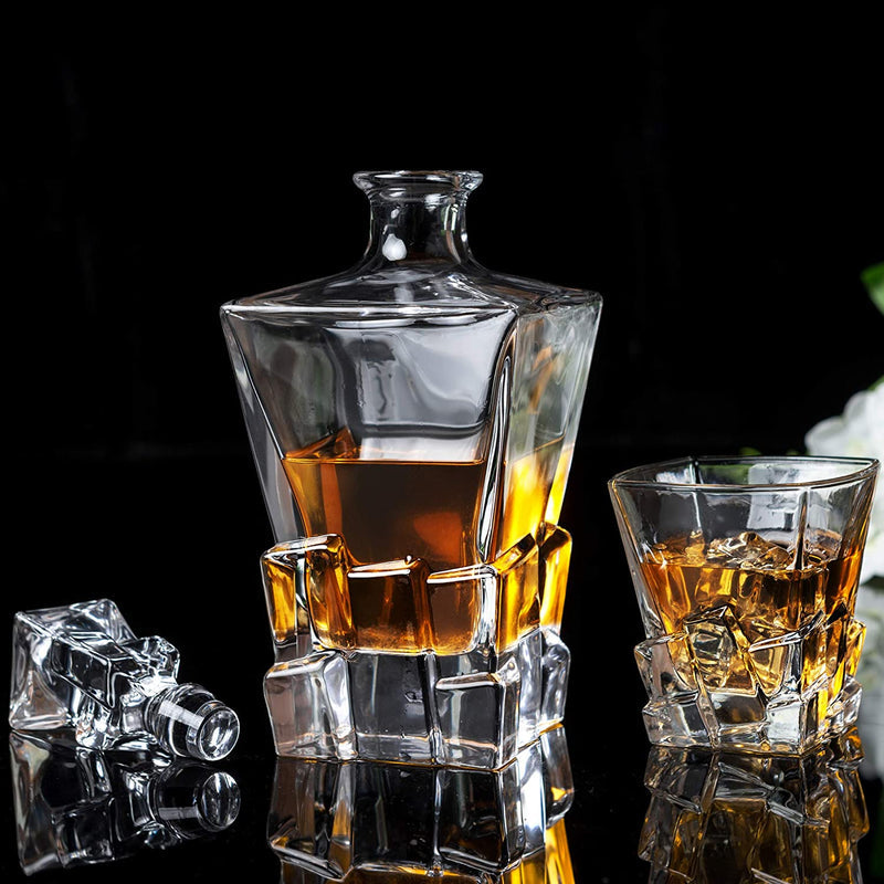 IRIS CRYSTAL DECANTER SET WITH 6 GLASSES