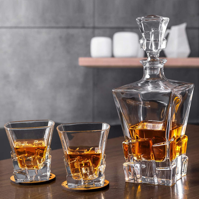 IRIS CRYSTAL DECANTER SET WITH 6 GLASSES