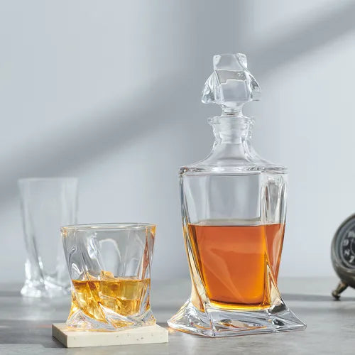 The Epic Twist 7 Pcs Crystal Decanter Set