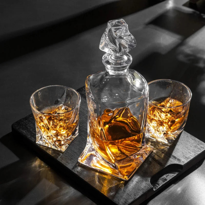 The Epic Twist 7 Pcs Crystal Decanter Set