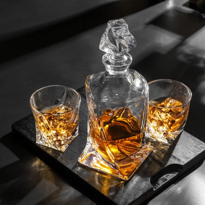 The Epic Twist 7 Pcs Crystal Decanter Set