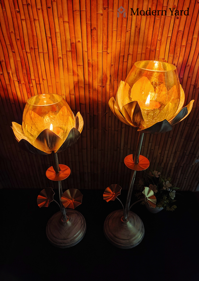 LOTUS CANDLE STAND (SET OF 2)